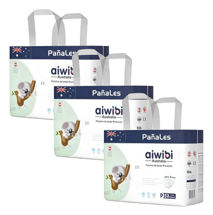 Pañales Aiwibi Premium Pack X3 - Tallas P 96 Und