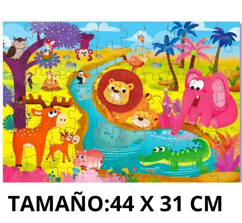 Rompecabezas Puzzle Para Niños 60 Piezas Animales Selva