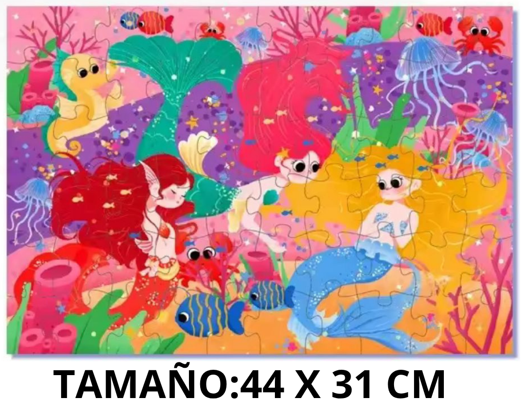 Rompecabezas Puzzle Para Niños 60 Piezas Sirenas