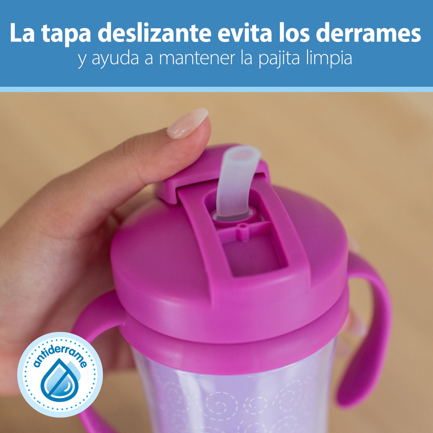Vaso Termico Con Bombilla 12m+ Dr. Brown's 300ml Rosado