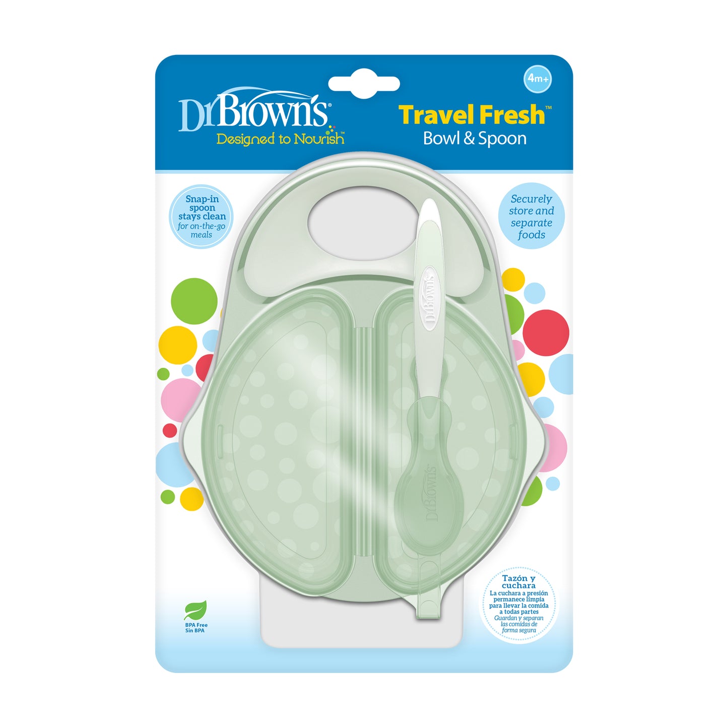 Plato Y Cuchara Para Viaje 4m+ Dr. Browns Verde