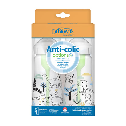Pack 2 Mamadera Boca ancha Options+ 270ml Dinosaurios Dr. Brown's