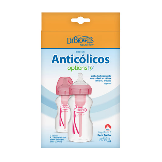 Pack 2 Mamaderas Dr Brown's Rosa Options+ Anticólico 270ml