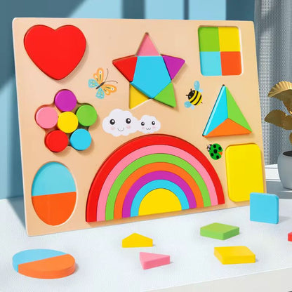 Juego De Encaje Madera Con Pizarra Multiusos