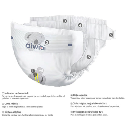 Pañales Premium Aiwibi Ultra Suave Xxg 22 Und Extra Extra Grande (xxg)