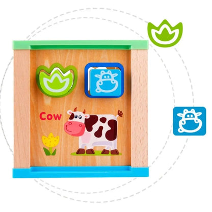 Cubo Didáctico Aprende De Madera Montessori Niños Infantil