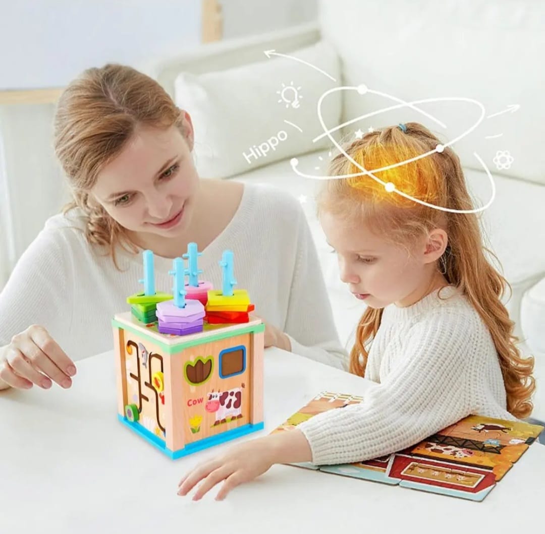 Cubo Didáctico Aprende De Madera Montessori Niños Infantil