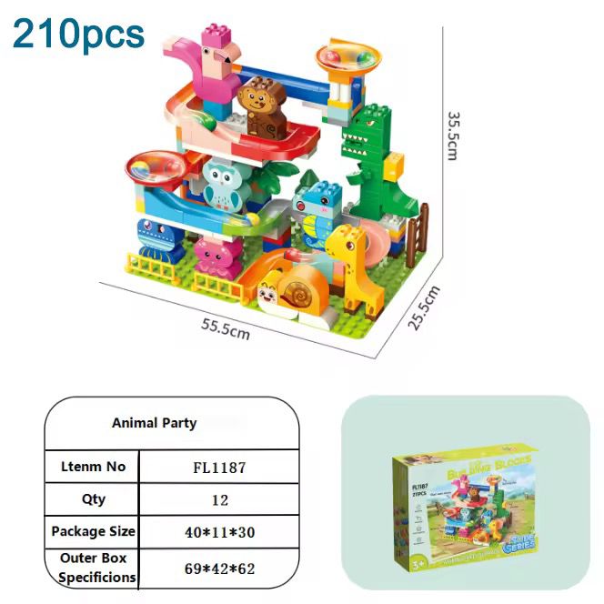 Juego De Bloques Armables Animales De Selva Tobogán 210 Pzs