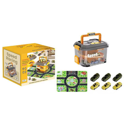 Pista Garage Con Maleta Y Autos Juguete