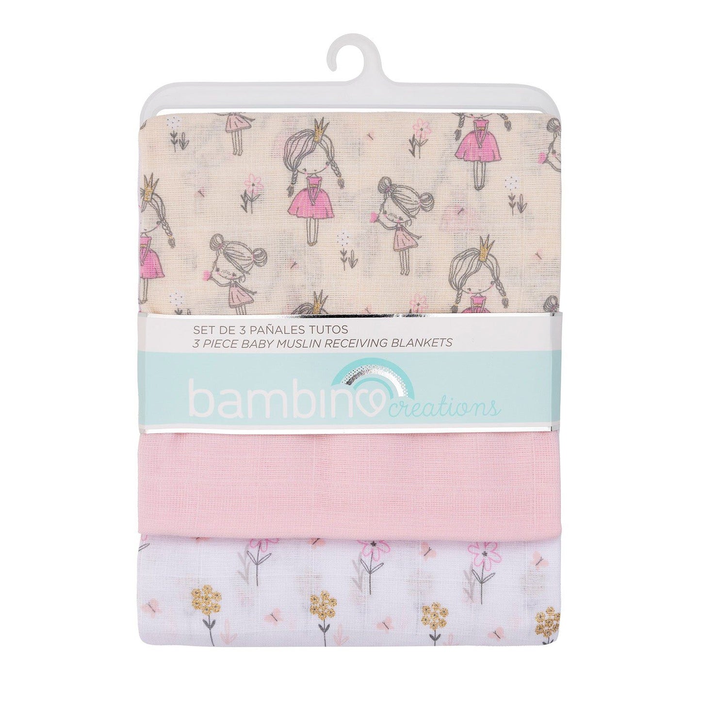 Set 3 Tutos Pañales Algodón Muselina Bebé Niña Rosa