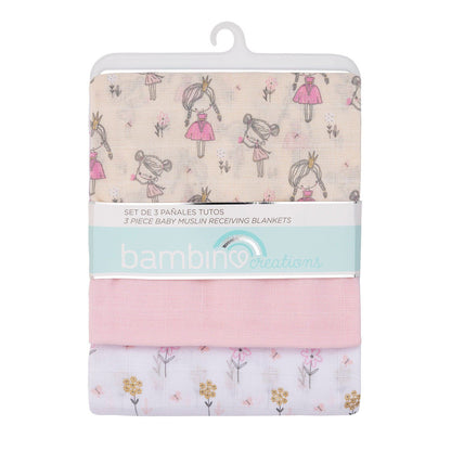 Set 3 Tutos Pañales Algodón Muselina Bebé Niña Rosa