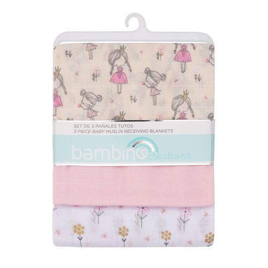 Set 3 Tutos Pañales Algodón Muselina Bebé Niña Rosa