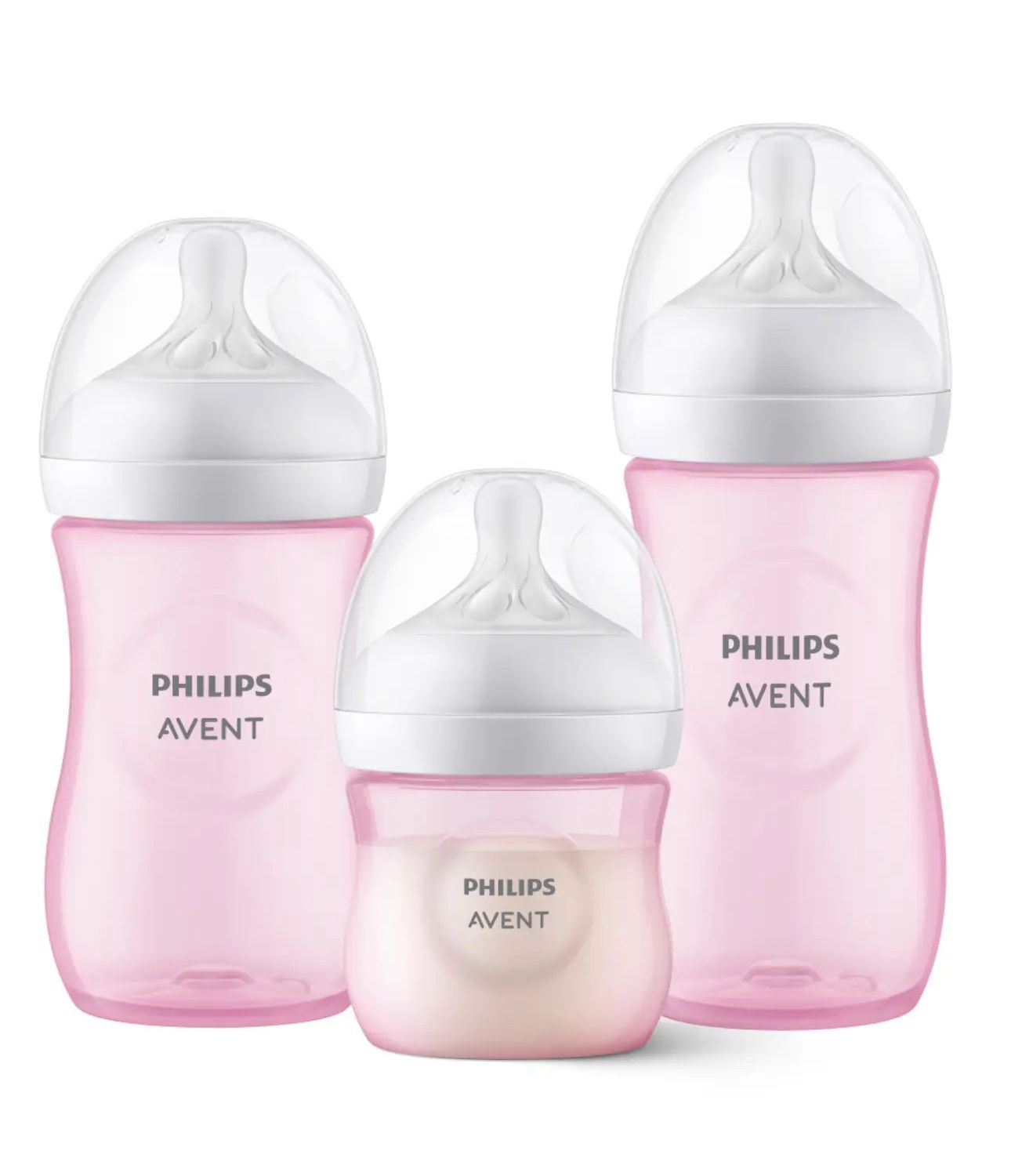 Set de mamaderas natural translucido Avent Rosado