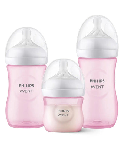 Set de mamaderas natural translucido Avent Rosado