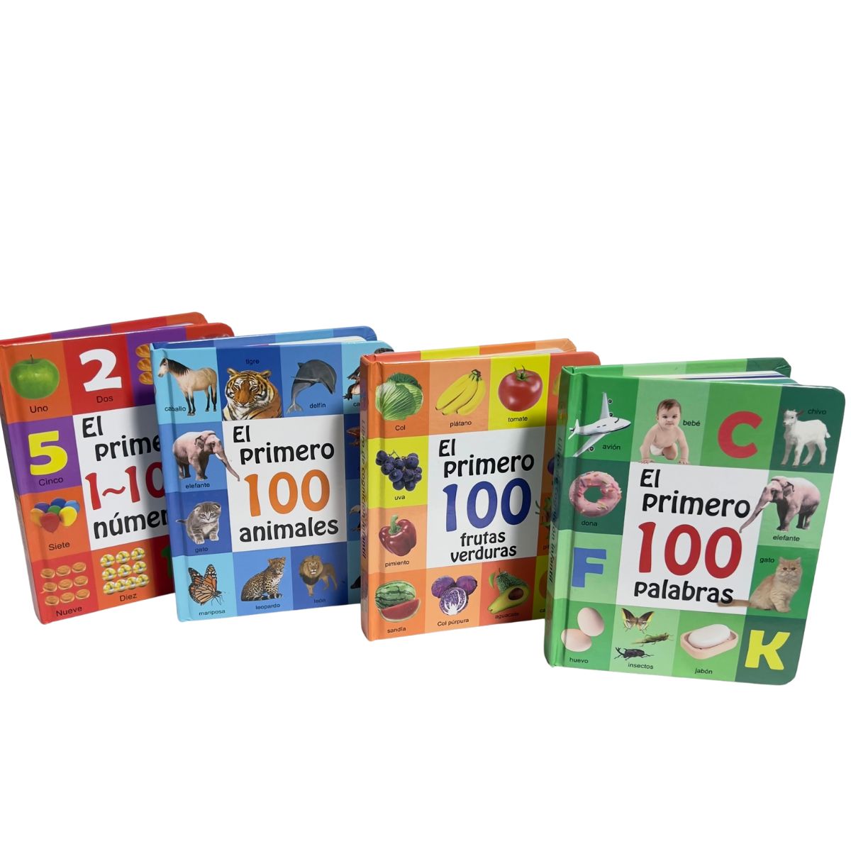 Pack 4 Libros Animales-frutas-palabras-numeros Tapa Dura