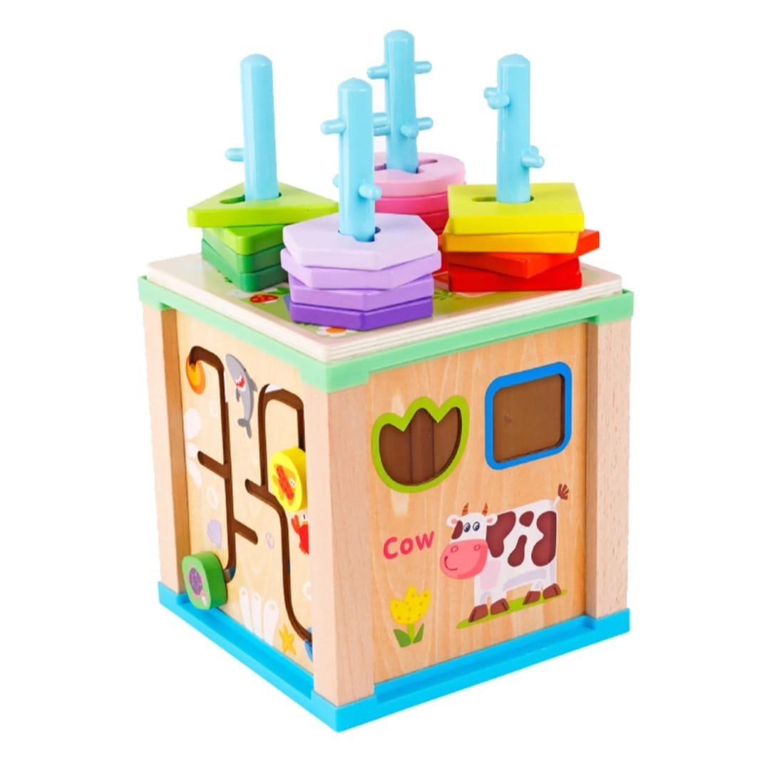 Cubo Didáctico Aprende De Madera Montessori Niños Infantil