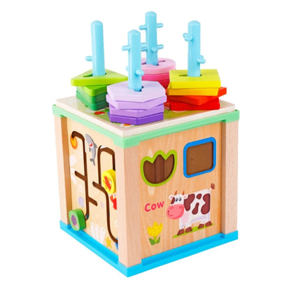 Cubo Didáctico Aprende De Madera Montessori Niños Infantil