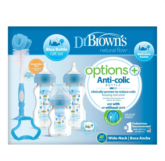 Set mamaderas Recién Nacido Boca Ancha Dr. Brown´s  Azul