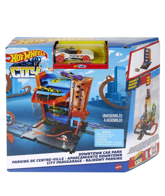 Pista de autos hot Wheels aparcamiento downtown city expansión