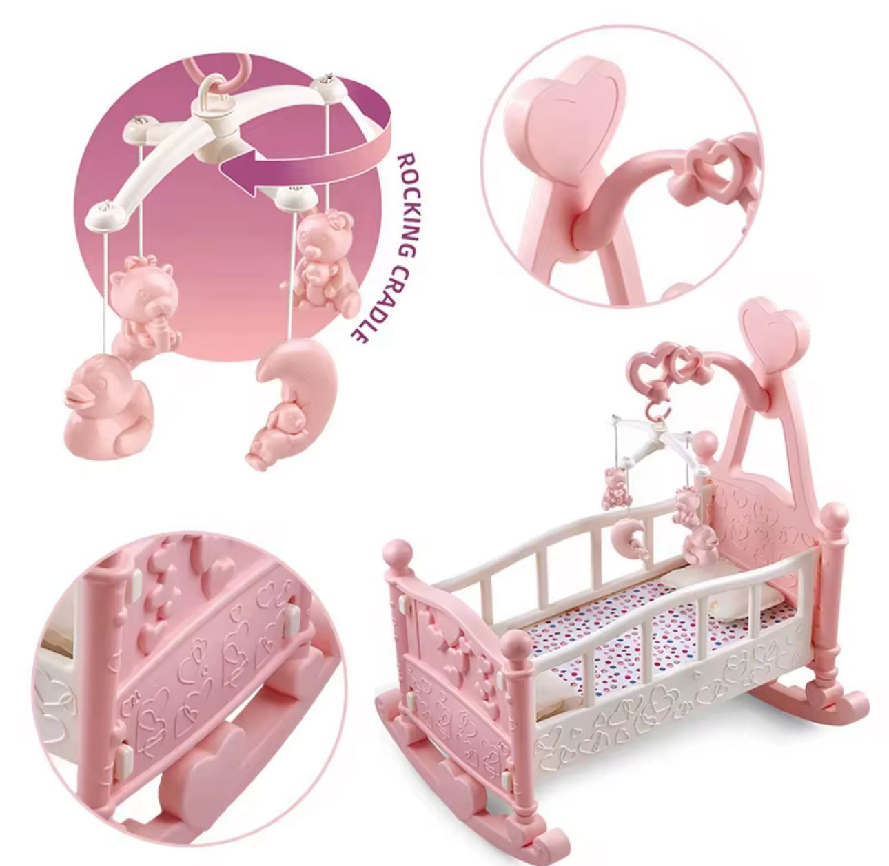 Cuna Mecedora Para Muñecas Con Accesorios Juguete