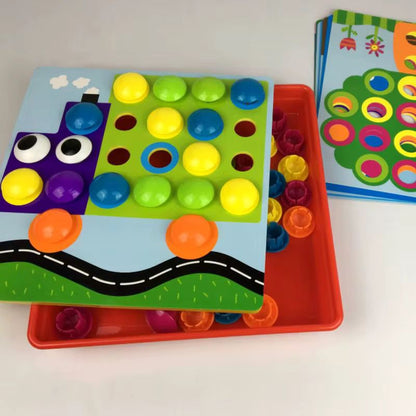 Puzzle De Botón Mosaico 12 Láminas Juego Didáctico