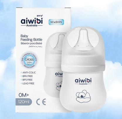 Mamadera Anticólico De Vidrio - Silicona Aiwibi 120ml