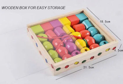 Juego Para Enhebrar Cuentas De Madera Didactico Niños