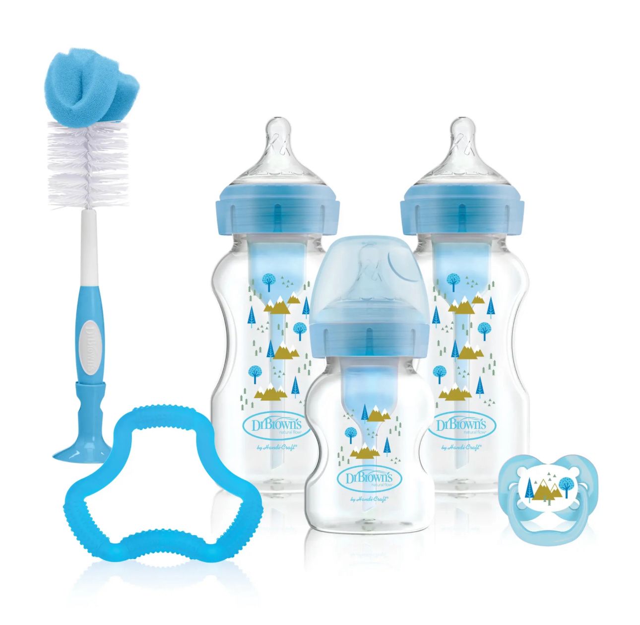 Set mamaderas Recién Nacido Boca Ancha Dr. Brown´s  Azul