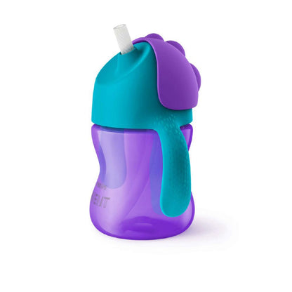 Vaso con bombilla y asas Morado 200ml Avent