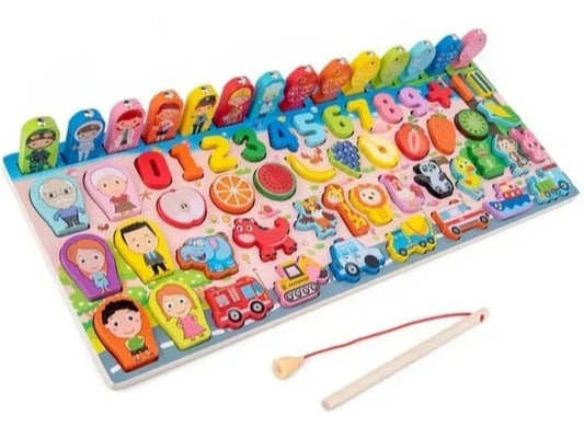 Tabla Encaje Didáctica Madera Número +animales +frutas Niños