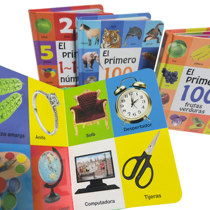 Pack 4 Libros Animales-frutas-palabras-numeros Tapa Dura