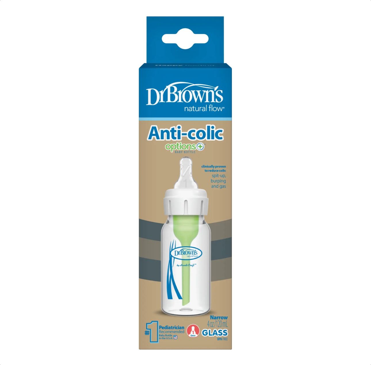 Mamadera Estandar Options+ Vidrio 120ml Dr. Brown´s