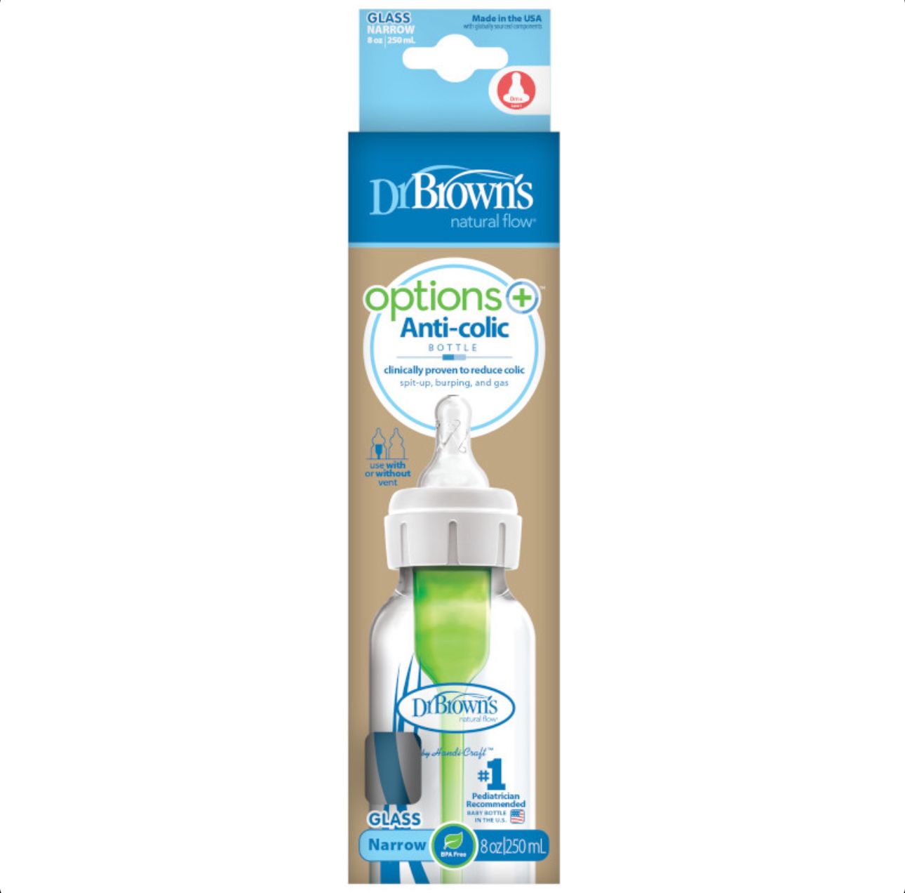 Mamadera Estandar Options+ Vidrio 250ml Dr. Brown´s