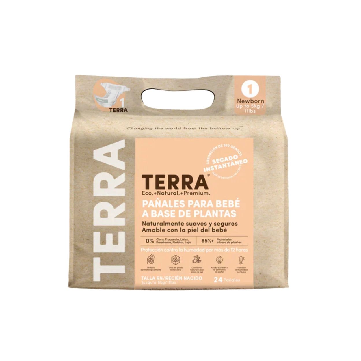 Pañales Terra eco Biodegradables  talla RN 24unid