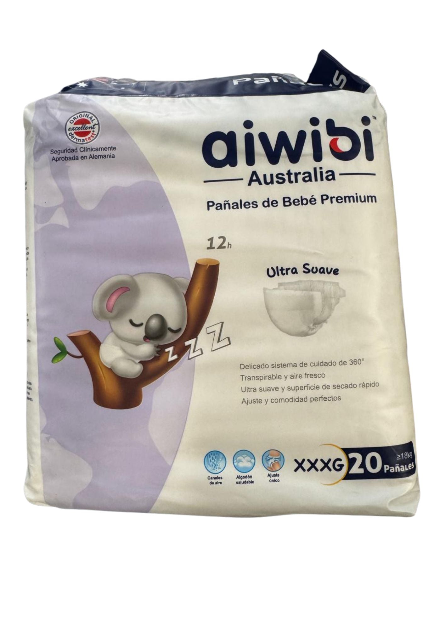 Pañales Premium Aiwibi Ultra Suave XXXG 20 Und