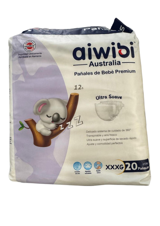 Pañales Premium Aiwibi Ultra Suave XXXG 20 Und